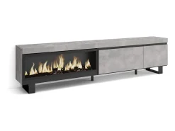 Móvel De Tv*Skraut Home Móvel de TV, 237x35x57cm, TV de grande formato, Lareira eléctrica XXL, Design industrial, Cimento Cinzento