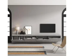 Skraut Home Móvel de TV, 320x35x45cm, TV de grande formato, Suspensos, Cimento^ Móvel De Tv