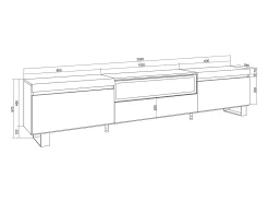 Móvel De Tv|Skraut Home Móvel de TV, 260x35x57cm, TV de grande formato, Lareira eléctrica, Design industrial, e Carvalho soft Branco