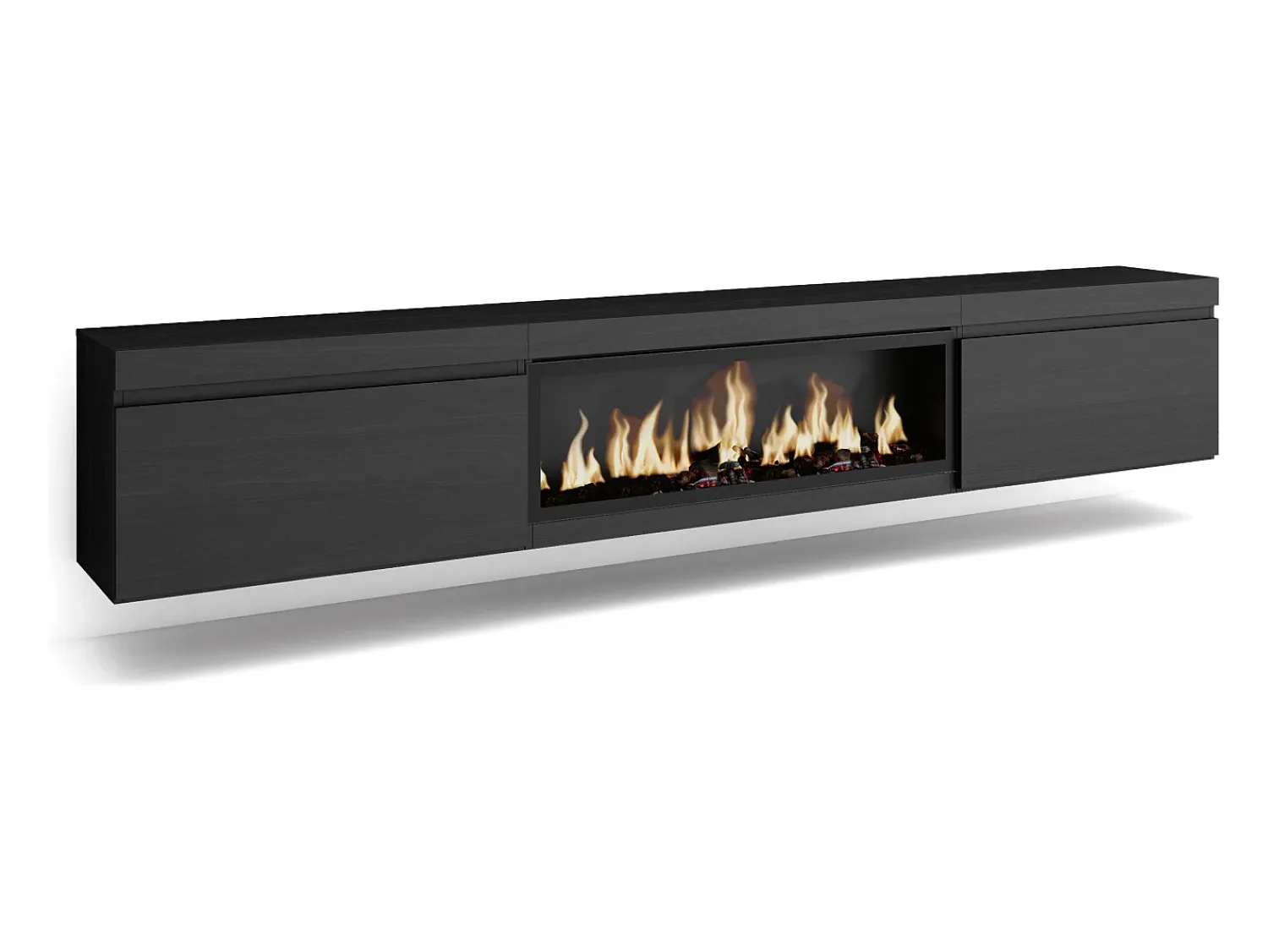 Móvel De Tv*Skraut Home Móvel de TV, 267x35x45cm, TV de grande formato, Lareira eléctrica XXL, Suspensos, Preto