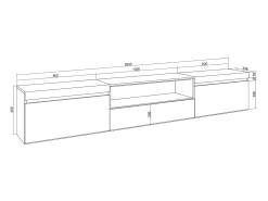 Móvel De Tv|Skraut Home Móvel de TV, 260x35x45cm, TV de grande formato, Estante para TV, e Carvalho soft Branco