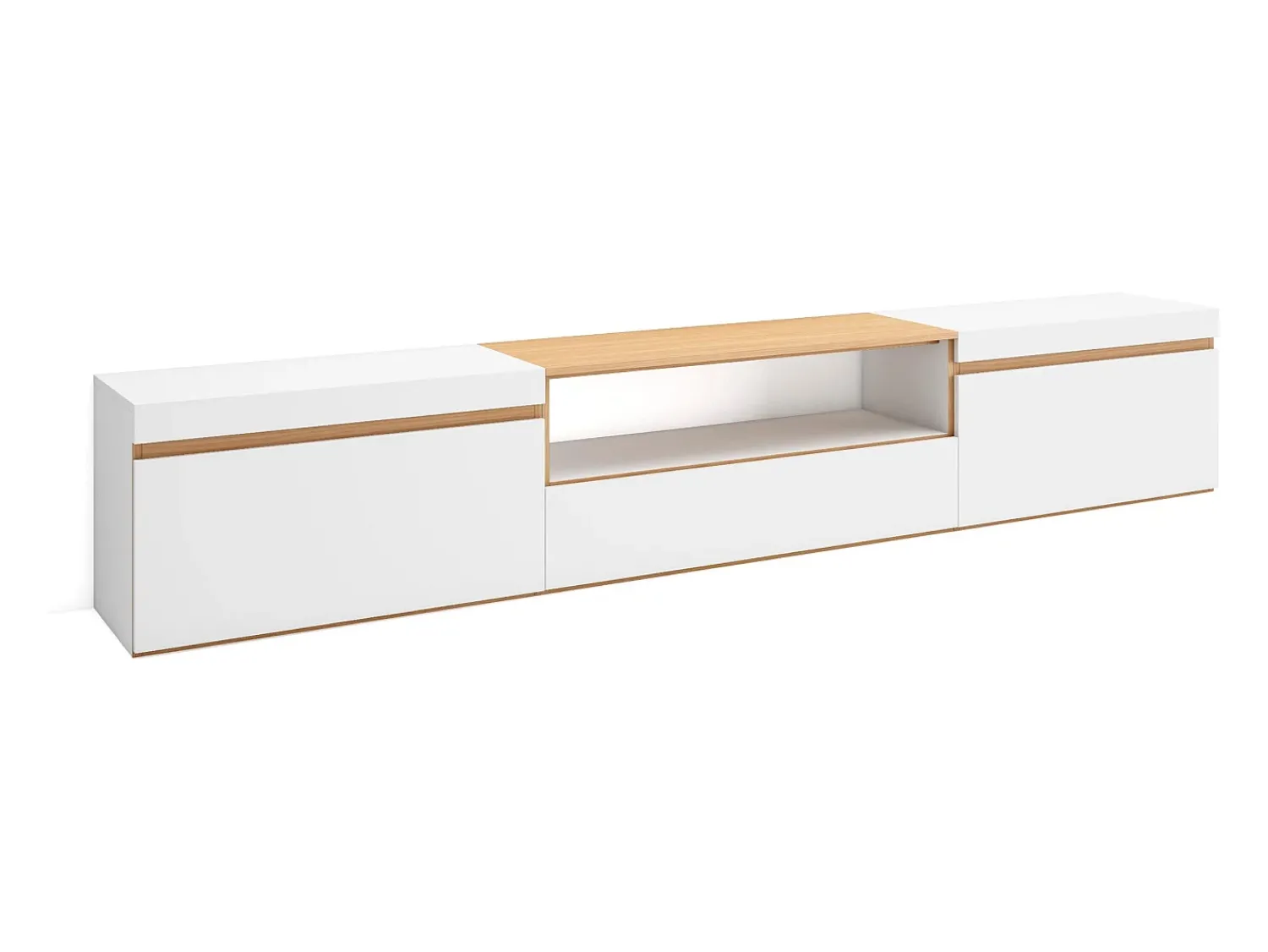 Móvel De Tv|Skraut Home Móvel de TV, 260x35x45cm, TV de grande formato, Estante para TV, e Carvalho soft Branco