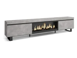 Móvel De Tv*Skraut Home Móvel de TV, 267x35x57cm, TV de grande formato, Lareira eléctrica XXL, Design industrial, Cimento Cinzento