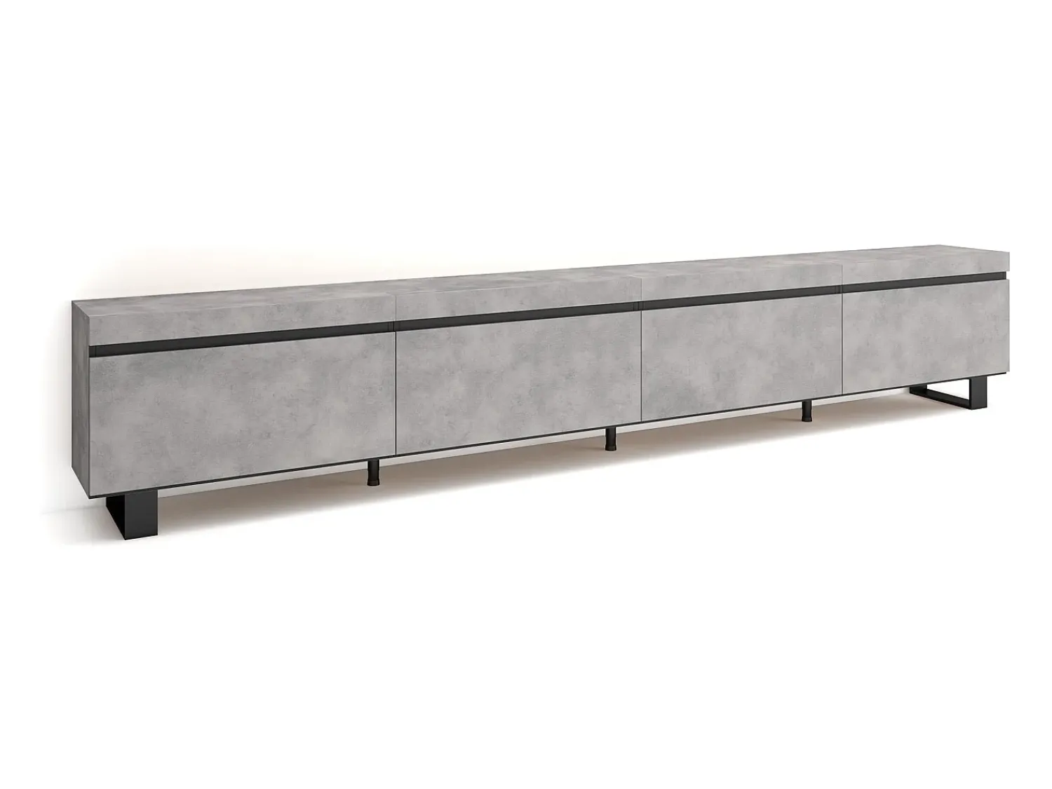 Hot Skraut Home Móvel de TV, 320x35x57cm, TV de grande formato, Design industrial, Cimento Cinzento