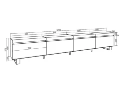 Hot Skraut Home Móvel de TV, 320x35x57cm, TV de grande formato, Design industrial, Cimento Cinzento