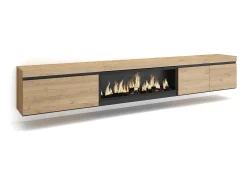 Móvel De Tv*Skraut Home Móvel de TV, 288x35x45cm, TV de grande formato, Lareira eléctrica XXL, Suspensos, Carvalho Natural claro
