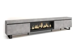 Skraut Home Móvel de TV, 288x35x57cm, TV de grande formato, Lareira eléctrica XXL, Design industrial, Cimento^ Móvel De Tv