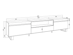 Sale Skraut Home Móvel de TV, 260x35x57cm, TV de grande formato, Design industrial, e Carvalho soft Branco