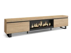 Móvel De Tv|Skraut Home Móvel de TV, 267x35x57cm, TV de grande formato, Lareira eléctrica XXL, Design industrial, Carvalho Natural claro