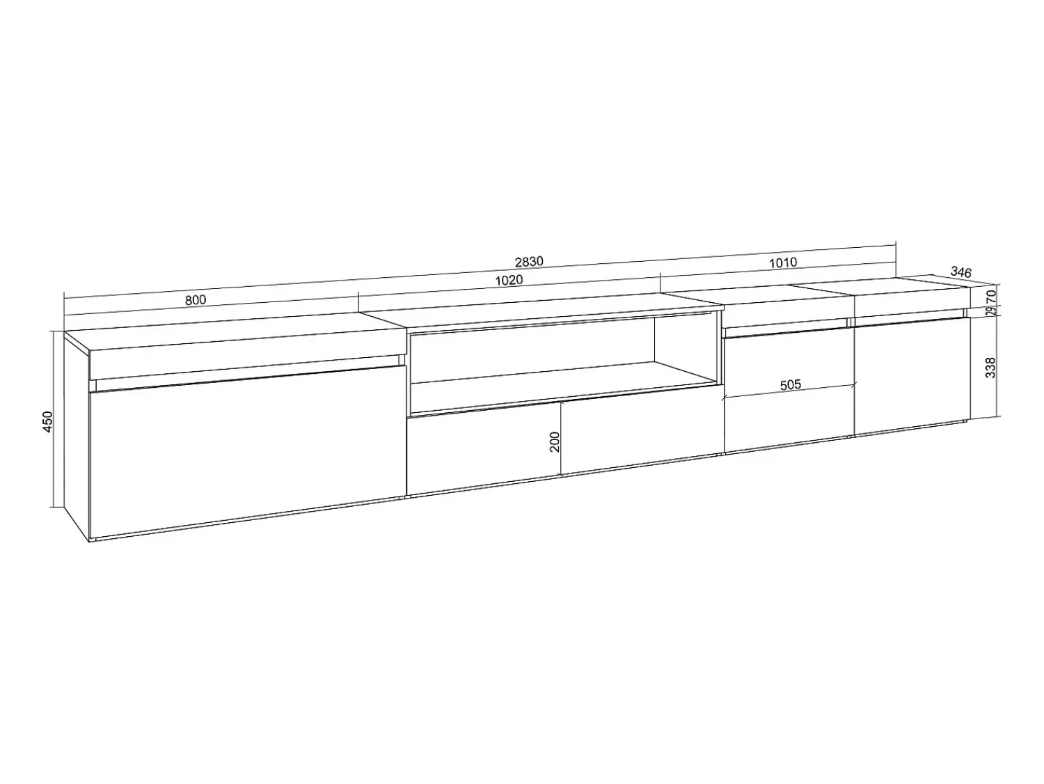 Móvel De Tv|Skraut Home Móvel de TV, 288x35x45cm, TV de grande formato, Suspensos, e Carvalho soft Branco