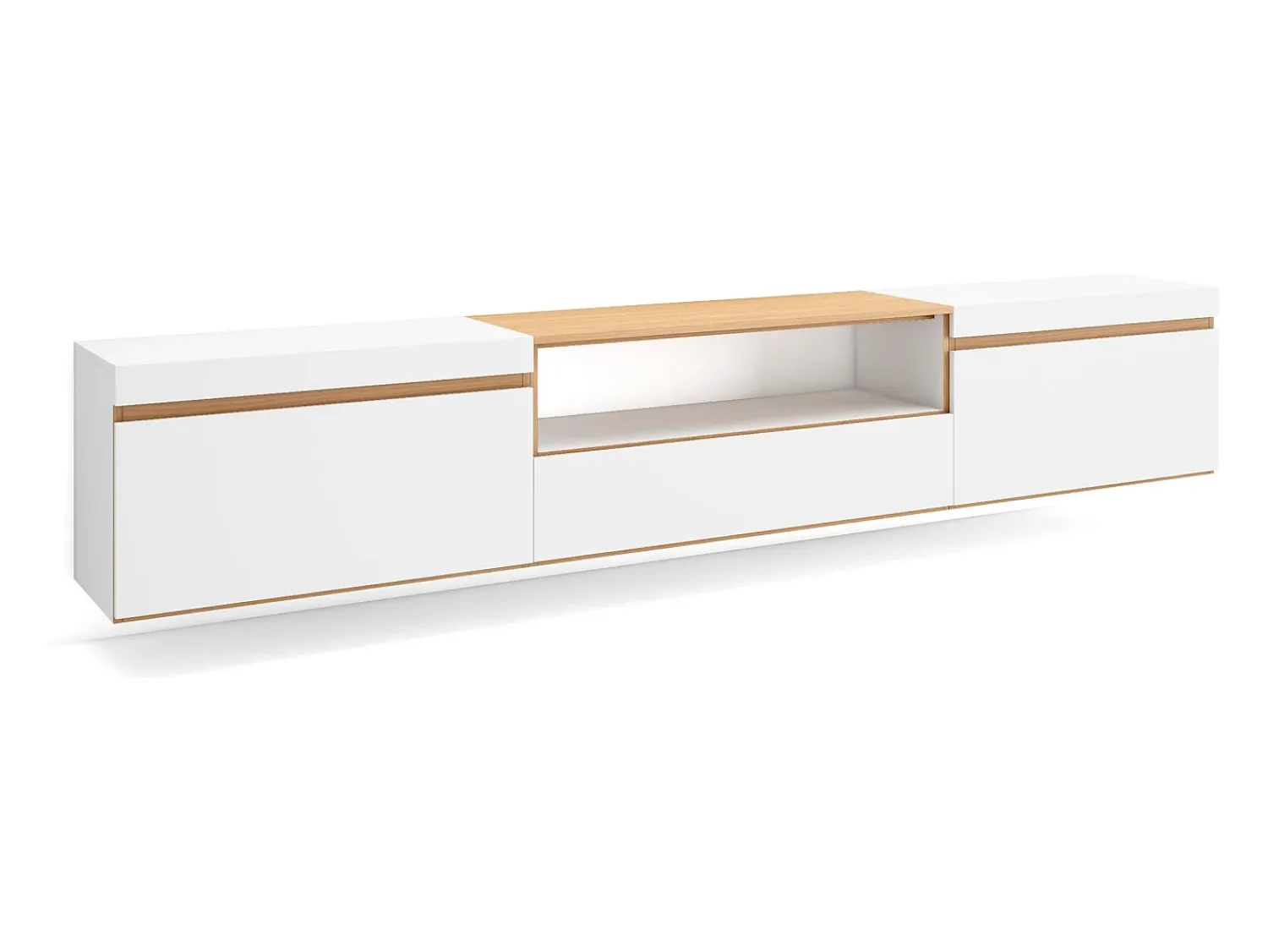 Skraut Home Móvel de TV, 260x35x45cm, TV de grande formato, Suspensos, e Carvalho soft^ Móvel De Tv
