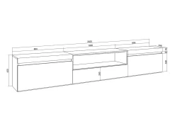 Skraut Home Móvel de TV, 260x35x45cm, TV de grande formato, Suspensos, e Carvalho soft^ Móvel De Tv