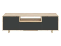 VS Venta-stock Móvel de TV Zaida 3 Portas Cor Carvalho e Cinza, 150 x 41 cm^ Móvel De Tv