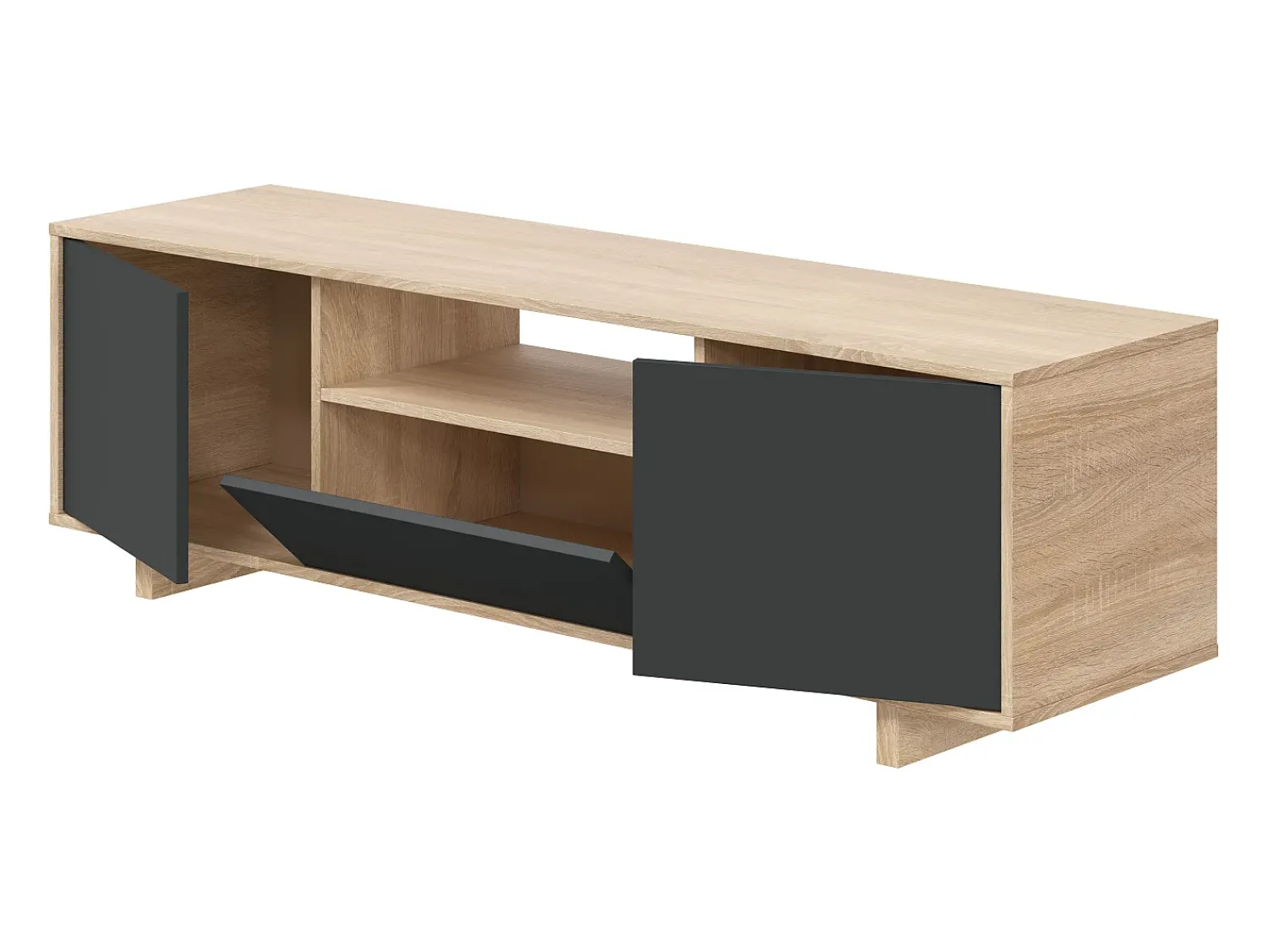 VS Venta-stock Móvel de TV Zaida 3 Portas Cor Carvalho e Cinza, 150 x 41 cm^ Móvel De Tv