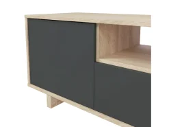 Móvel De Tv*Calicosy Móvel de TV Zaira em cinza antracite e carvalho canadense, 3 portas, 46x150x41 cm Cinzento