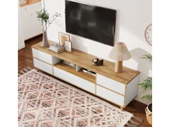 Móvel De Tv| Móvel de TV/aparador baixo em estilo campestre, e madeira, para sala de estar. Branco