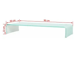 Helloshop26 Móvel de TV/aparador de design prático para monitor de 90 cm vidro branco 2502252^ Móvel De Tv