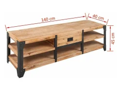 Móvel De Tv|Mobikasa Móvel de TV/aparador de design prático 140 cm madeira maciça de acácia 2502070 Preto