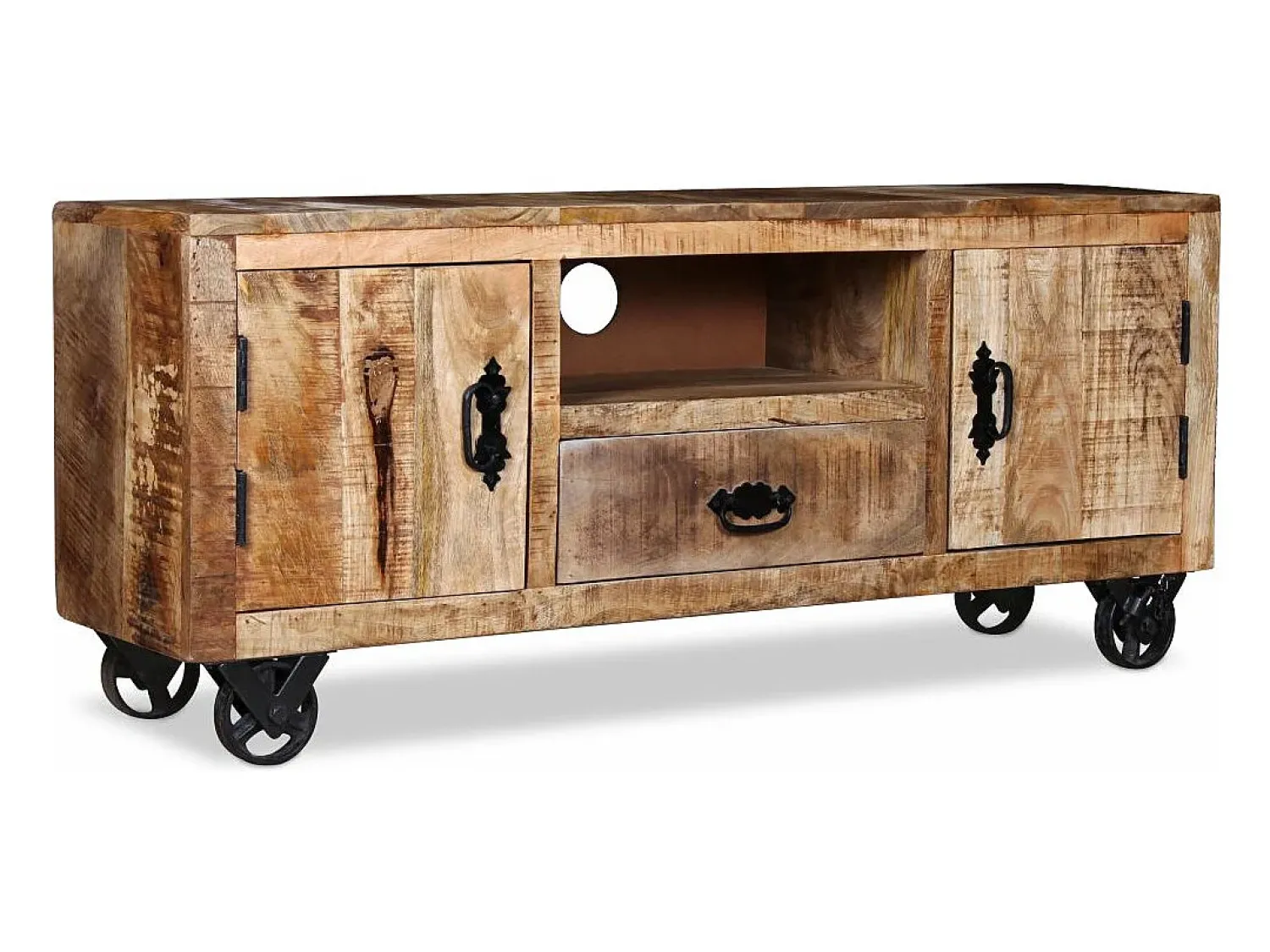 Mobikasa Móvel de TV/aparador de design prático em madeira de mangueira natural 120 cm 2502131^ Móvel De Tv