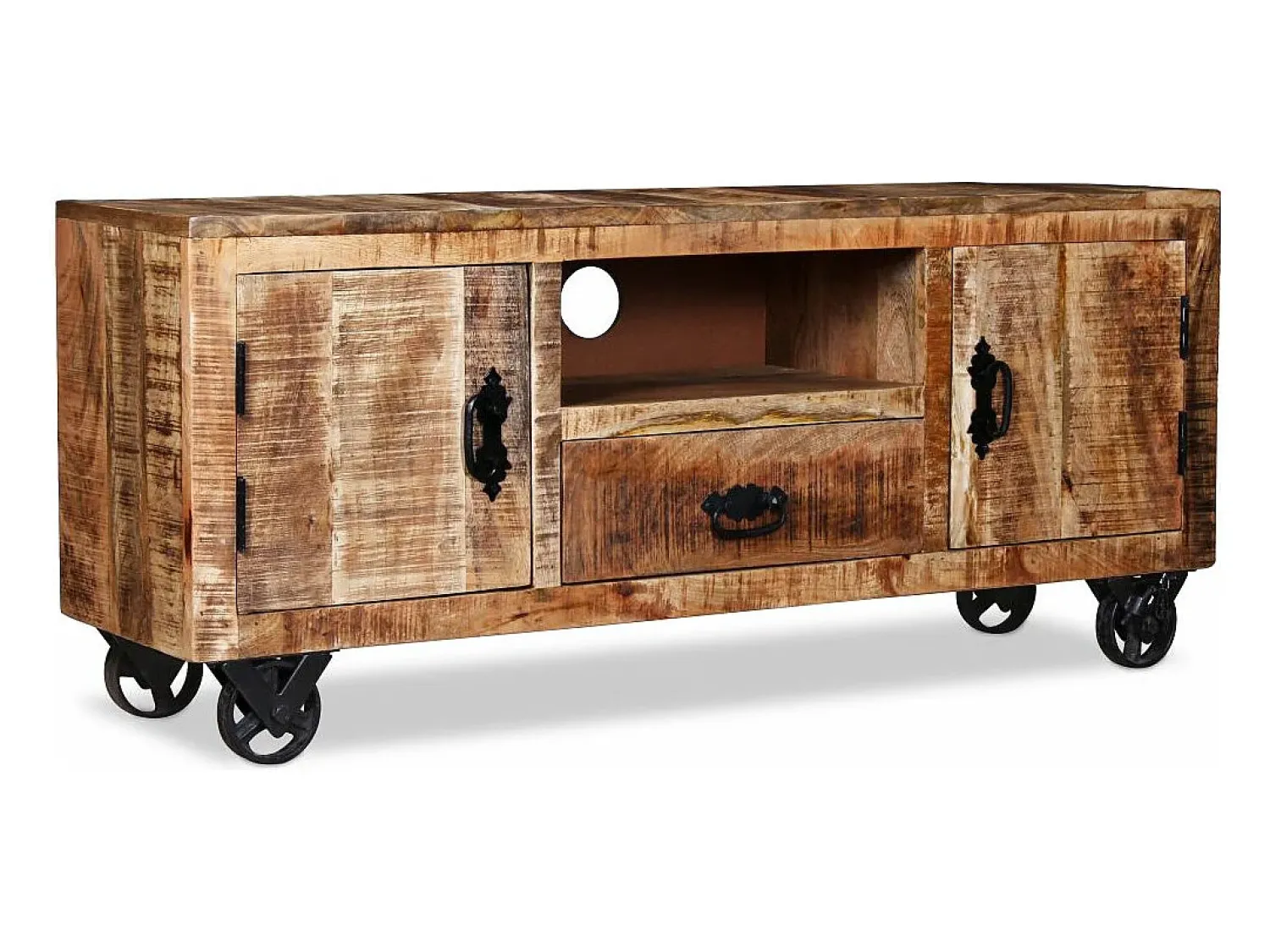 Mobikasa Móvel de TV/aparador de design prático em madeira de mangueira natural 120 cm 2502131^ Móvel De Tv