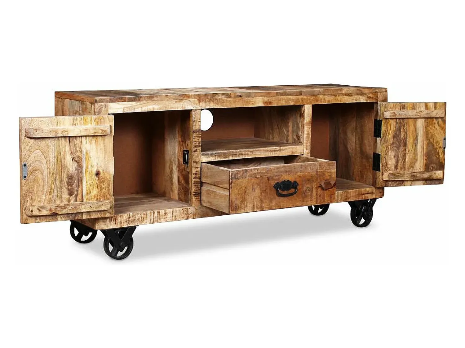 Mobikasa Móvel de TV/aparador de design prático em madeira de mangueira natural 120 cm 2502131^ Móvel De Tv