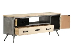 Mobikasa Móvel de TV/aparador de design prático feito de madeira maciça de mangueira e aço 120 cm 2502149^ Móvel De Tv