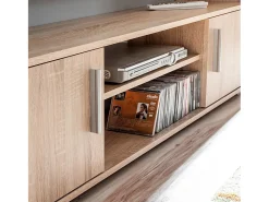 Móvel De Tv*Helloshop26 Móvel de TV/aparador de design prático com luzes LED acabamento em carvalho marrom Sonoma 2502054 Bege