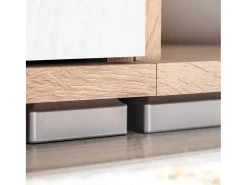 Móvel De Tv|Helloshop26 Móvel de TV/aparador de parede com design prático e iluminação LED acabamento em carvalho Sonoma e branco 2502199 Bege