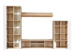 Móvel De Tv|Helloshop26 Móvel de TV/aparador de parede com design prático e iluminação LED acabamento em carvalho Sonoma e branco 2502199 Bege