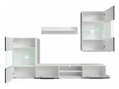 Sale Helloshop26 Móvel de TV/aparador de parede de 5 peças com design prático e iluminação LED 2502198 Preto