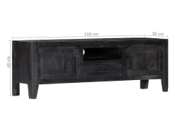 Móvel De Tv*Mobikasa Móvel de TV/aparador prático e de design elegante feito de madeira maciça de mangueira 118 cm 2502203 Preto