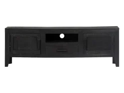 Móvel De Tv*Mobikasa Móvel de TV/aparador prático e de design elegante feito de madeira maciça de mangueira 118 cm 2502203 Preto