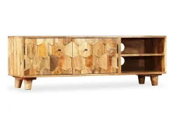 Discount Helloshop26 Móvel de TV/aparador prático e elegante feito de madeira maciça de mangueira 118 cm 2502169 Castanho