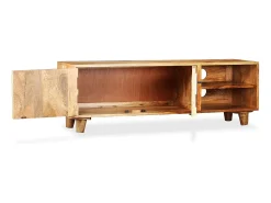 Discount Helloshop26 Móvel de TV/aparador prático e elegante feito de madeira maciça de mangueira 118 cm 2502169 Castanho