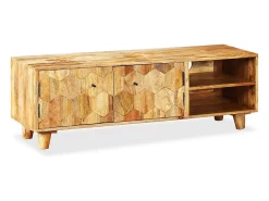 Discount Helloshop26 Móvel de TV/aparador prático e elegante feito de madeira maciça de mangueira 118 cm 2502169 Castanho