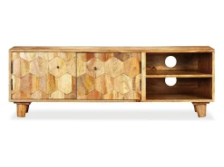 Discount Helloshop26 Móvel de TV/aparador prático e elegante feito de madeira maciça de mangueira 118 cm 2502169 Castanho