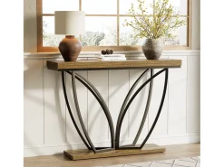 Consola*Tribesigns Móvel industrial para trás do sofá com 105 cm, mesa de corrimão estreita e comprida para entrada Castanho