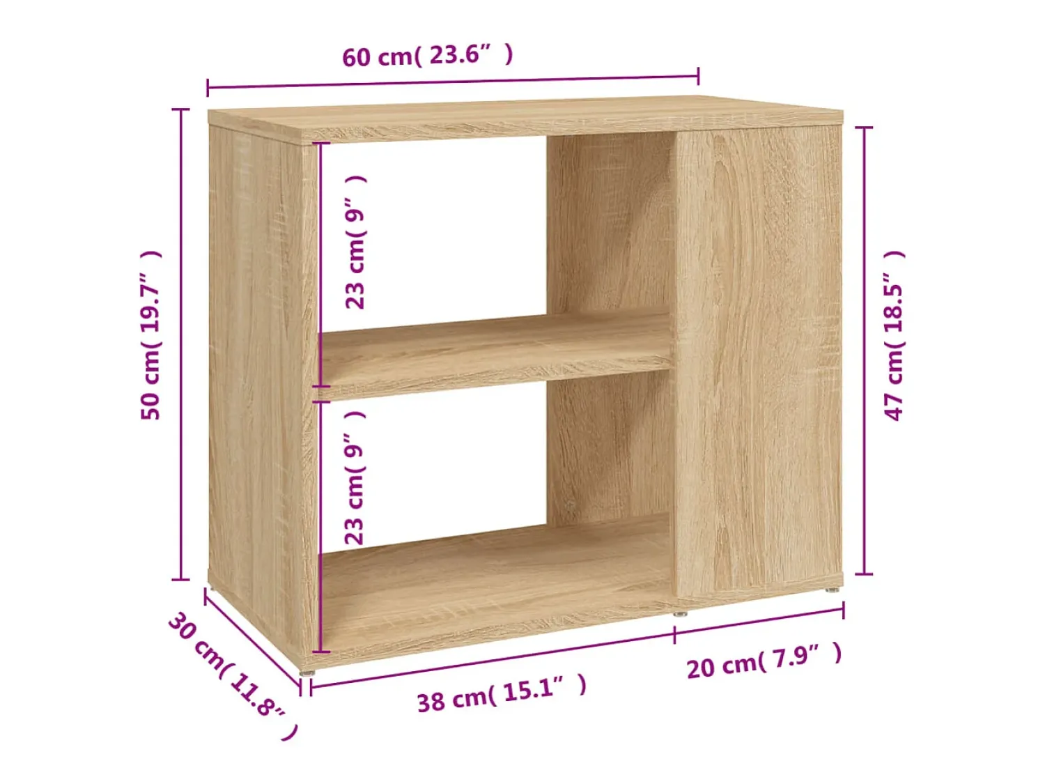 Clearance vidaxl Móvel lateral 60x30x50 cm derivados de madeira carvalho sonoma Natural claro