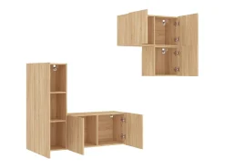 Móvel De Tv*Helloshop26 Móvel multimídia para TV estante para TV aparador para TV sala de jantar sala de estar quarto 4 peças carvalho Sonoma madeira de engenharia marrom 02_0029244 Castanho