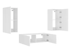 Móvel De Tv|Helloshop26 Móvel multimídia para TV prateleira para TV aparador armário para TV sala de jantar sala de estar quarto montado na parede x 3 peças com luzes LED 02_0028195 Branco
