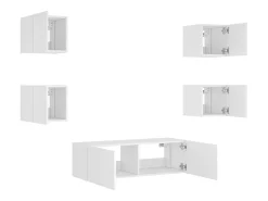 Clearance Helloshop26 Móvel multimídia para TV prateleira para TV aparador armário para TV sala de jantar sala de estar quarto montado na parede x 5 peças com luzes LED 02_0028227 Branco