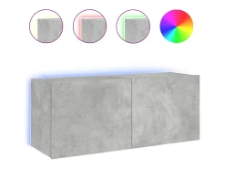 Clearance Helloshop26 Móvel multimídia para TV prateleira para TV aparador armário para TV para sala de jantar sala de estar e quarto com luzes LED 100 x 35 x 41 cm cinza 02_0027854 Cinzento