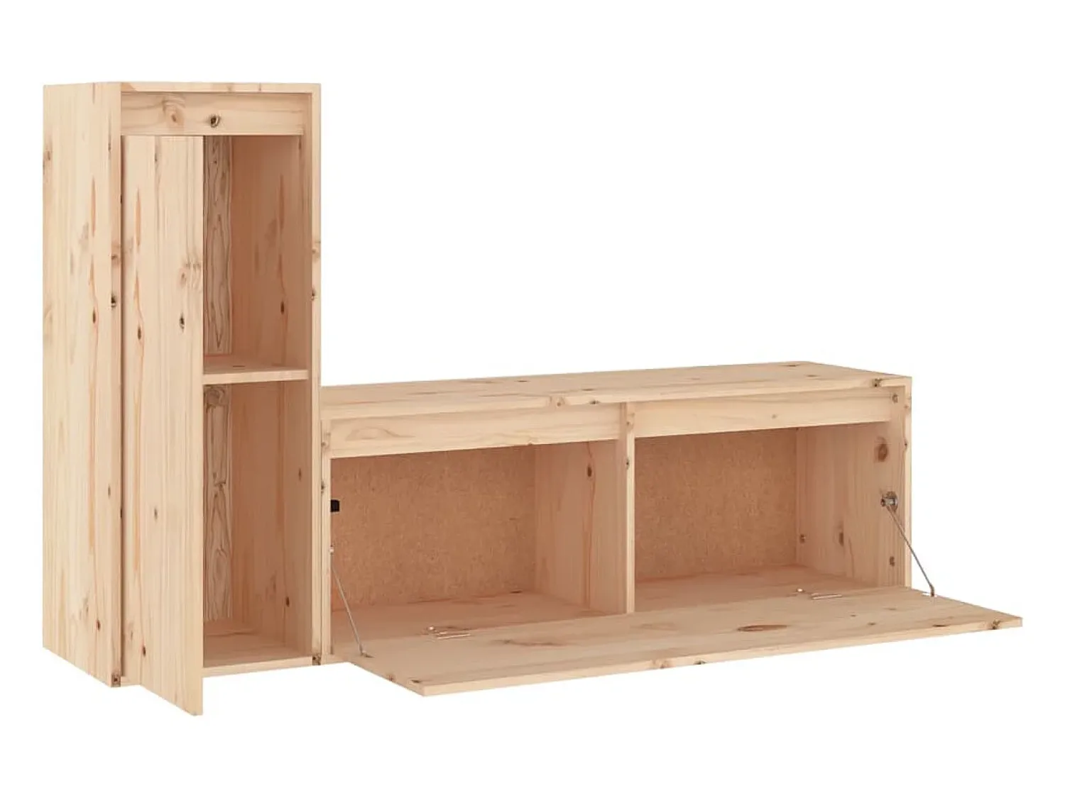 Outlet Helloshop26 Móvel multimídia para TV prateleira para TV aparador armário para TV sala de jantar sala de estar quarto 2 peças madeira maciça de pinho marrom 02_0028584 Castanho
