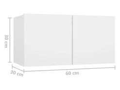 Móvel De Tv*Helloshop26 Móvel multimídia para TV prateleira para TV rack para TV sala de jantar sala de estar quarto montado na parede 2 peças 60 x 30 x 30 cm 02_0029185 Branco