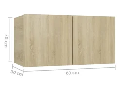 Móvel De Tv*Helloshop26 Móvel multimídia para TV prateleira para TV aparador para TV montado na parede 3 peças carvalho Sonoma 60 x 30 x 30 cm marrom 02_0029194 Castanho