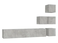Móvel De Tv* Móvel p/ TV de parede madeira processada cinza cimento PT632644 Cinzento