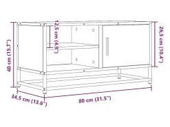 Móvel De Tv*vidaxl Móvel p/ TV 80x34,5x40 cm deriv. madeira/metal carvalho fumado Castanho