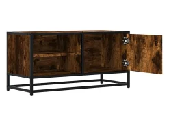 Móvel De Tv*vidaxl Móvel p/ TV 80x34,5x40 cm deriv. madeira/metal carvalho fumado Castanho