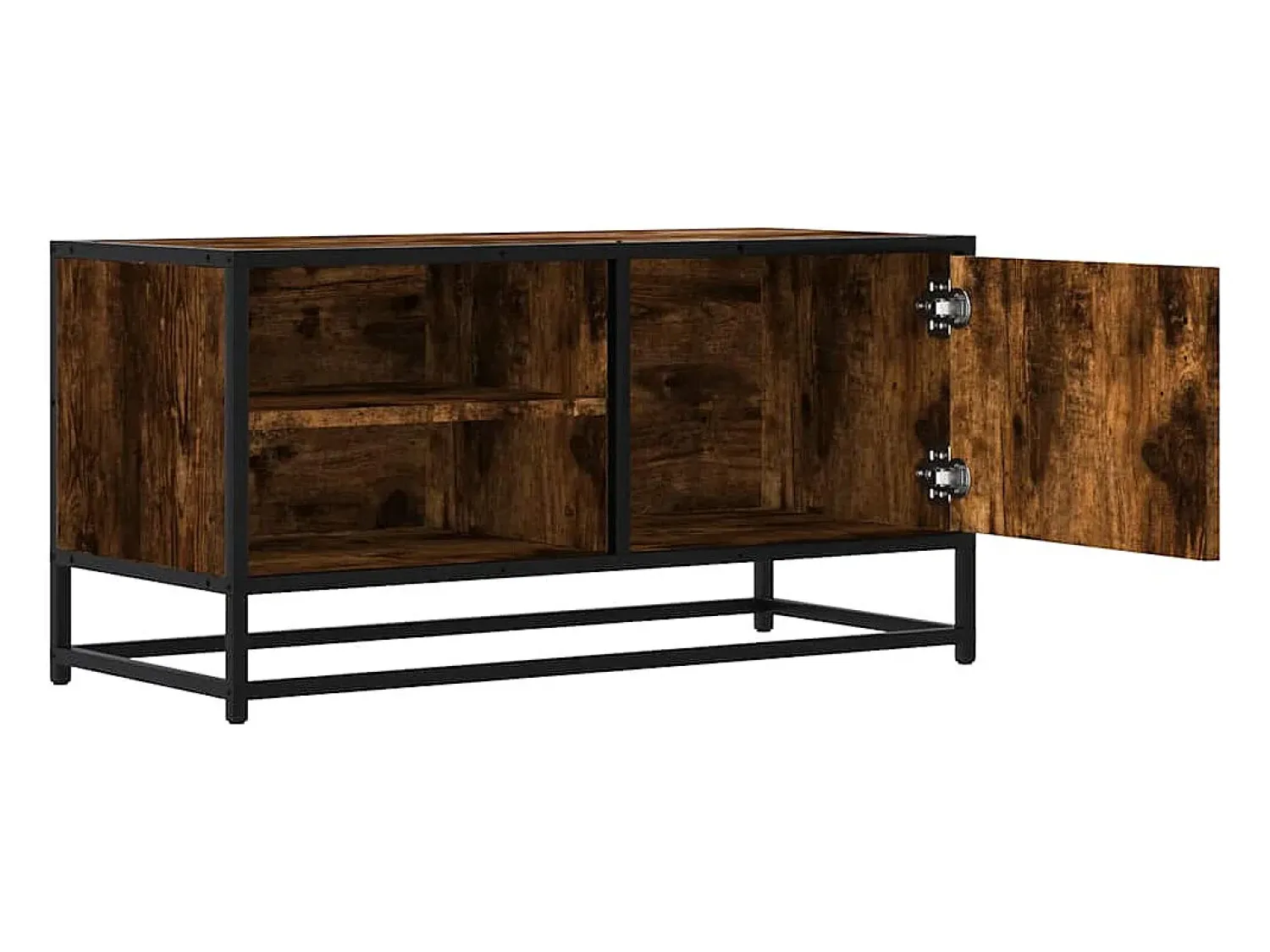 Móvel De Tv*vidaxl Móvel p/ TV 80x34,5x40 cm deriv. madeira/metal carvalho fumado Castanho