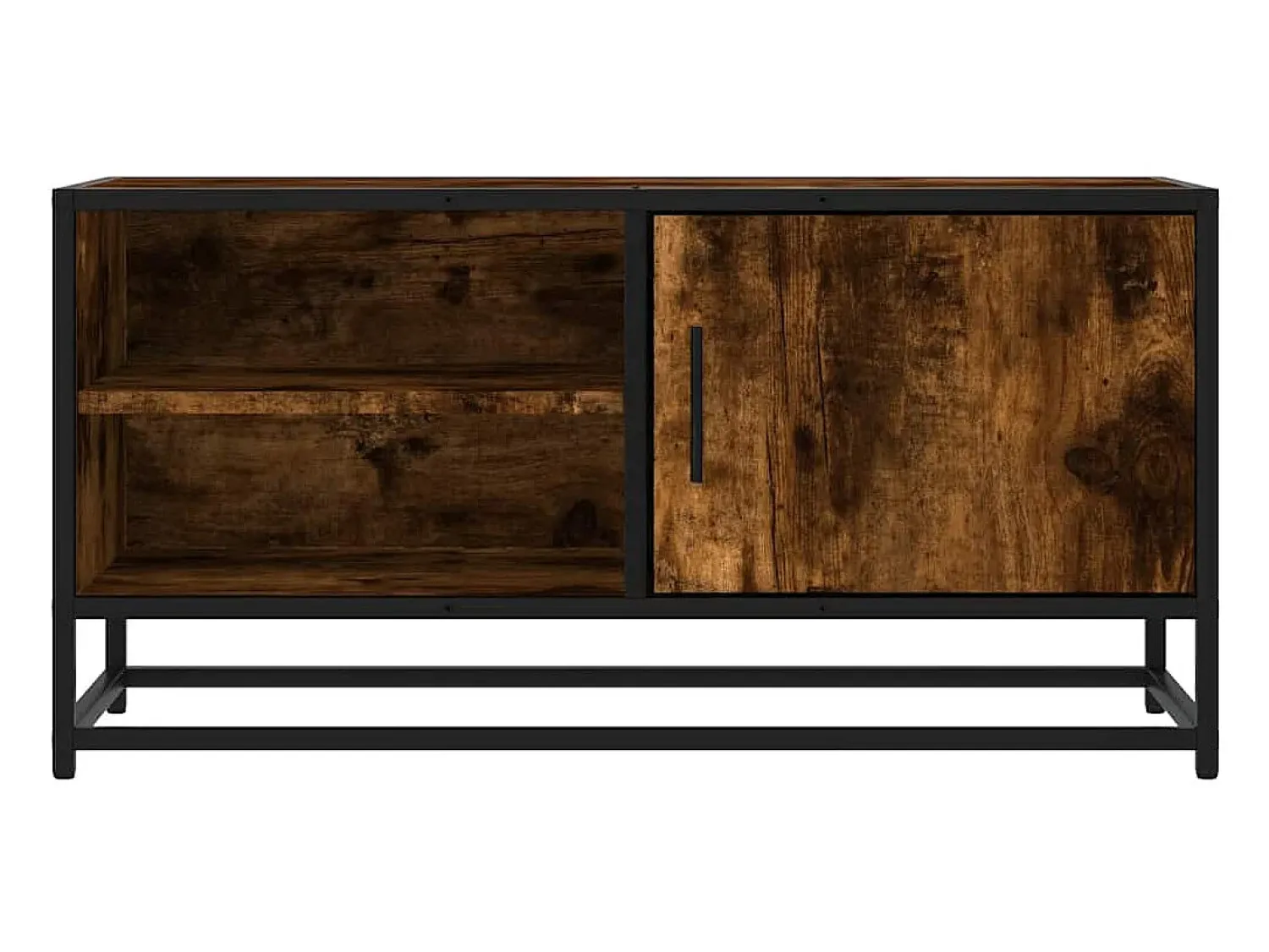 Móvel De Tv*vidaxl Móvel p/ TV 80x34,5x40 cm deriv. madeira/metal carvalho fumado Castanho